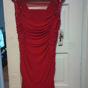 Chic Red Ruched Mini Dress